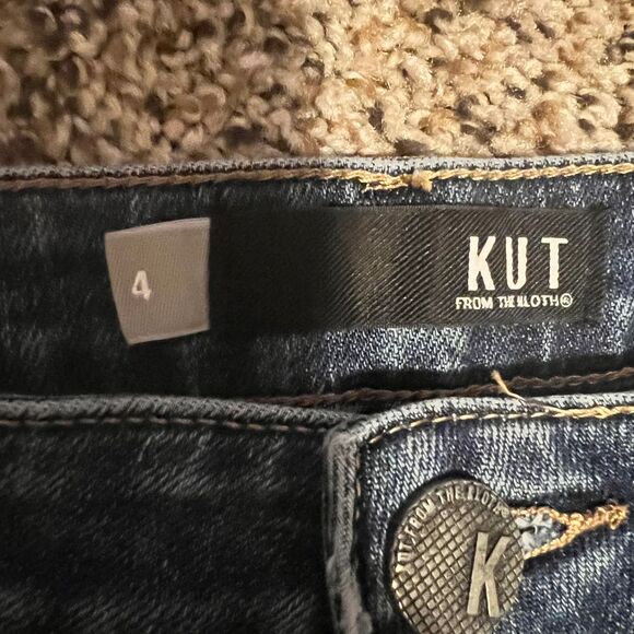 KUT Distressed Medium Wash Ripped Jeans Straight Leg Size 4 - Picture 2 of 6